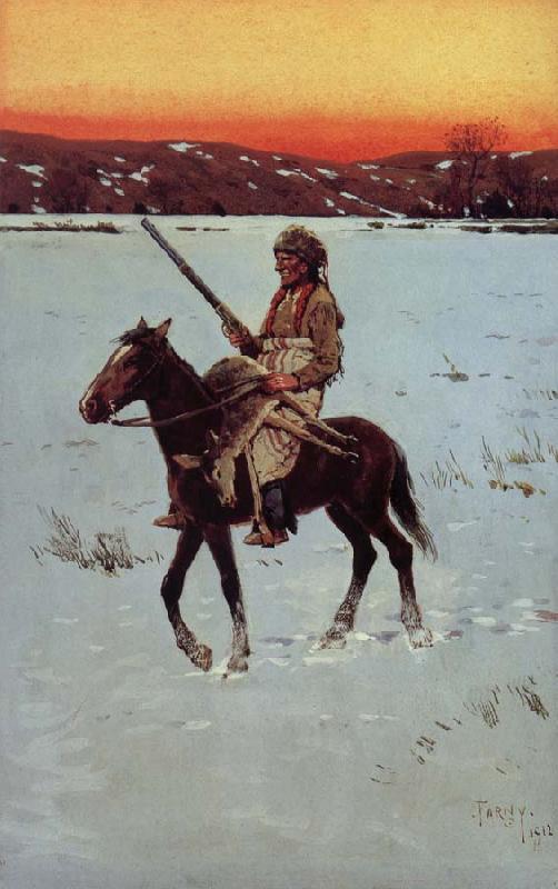 Henry F. Farny Indian Returning from the Hunt France oil painting art